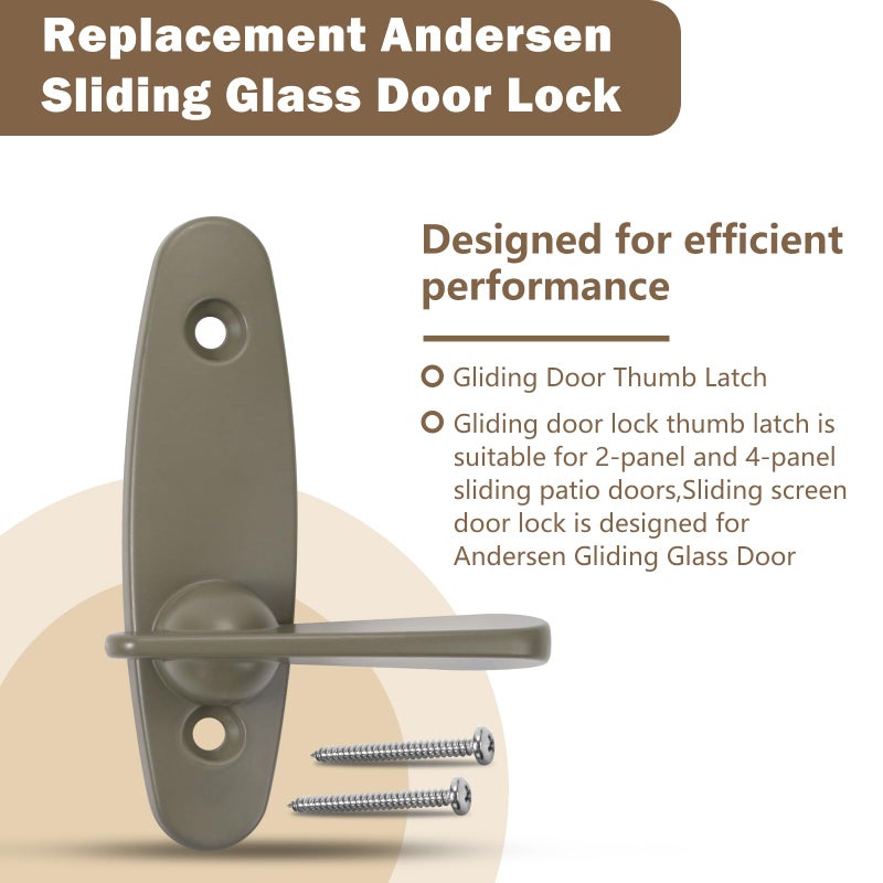 ArrogantF Replacement Andersen Tribeca Style Gliding Door Thumb Latch for Sliding Glass Door Lock,Works with Andersen Narroline Gliding, Perma-Shield Gliding and Frenchwood Gliding Patio Door 2 PCS - Image 2